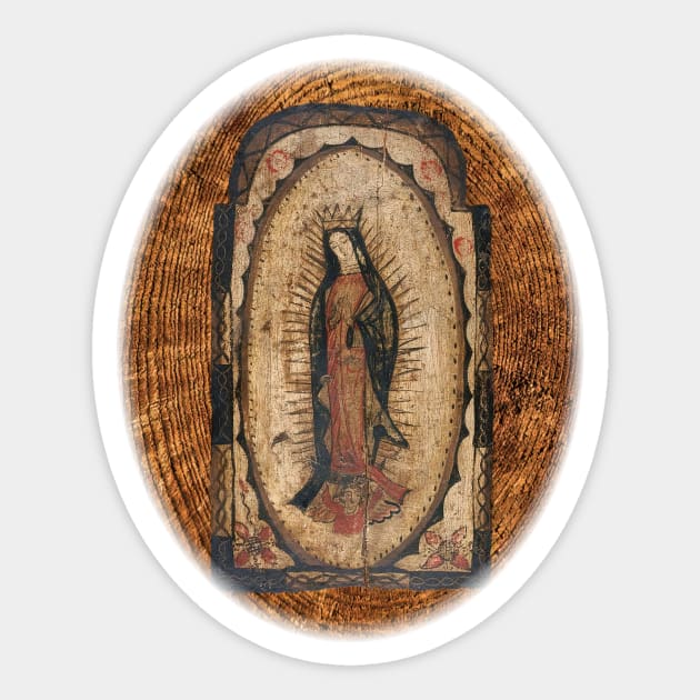 Our Lady of Guadalupe Virgin Mary Wood Look Sticker by hispanicworld